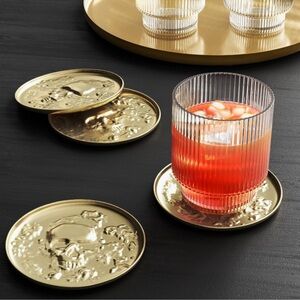 NEW Threshold Gold 4 Pk Metal Drink Coasters